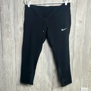Nike Dri Fit Power Racer Running Crop Leggings Black Zip Pocket  Size Xl